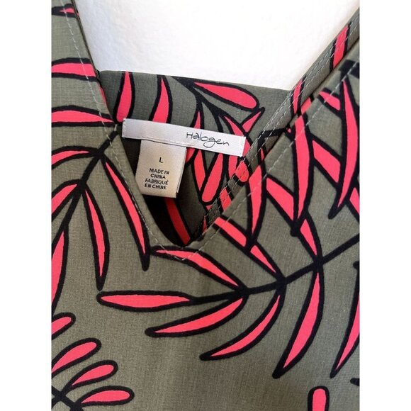 Nordstrom Halogen Palm Print Midi Dress L - Picture 11 of 16